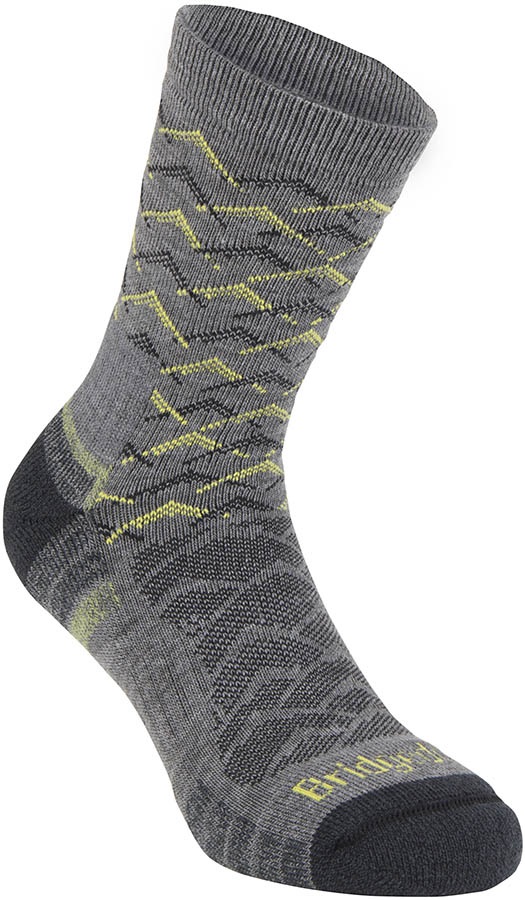 Bridgedale Hike Lightweight 3/4 Crew Men's Hiking Socks, XL Grey/Lime